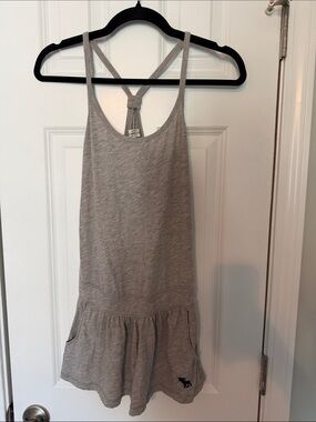 A&F Heather Gray Racerback Tank Romper with Pockets